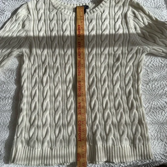 Lands’ End Drifter White Cable Knit Sweater Youth L (14–16) - Picture 13 of 16